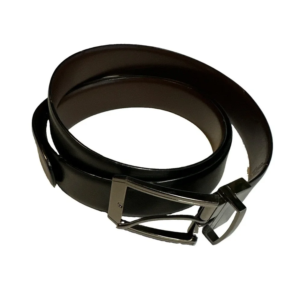 Perry Ellis Reversible Dress Belt Black Brown Mens Sz 36/90 Faux Leather 1 1/4